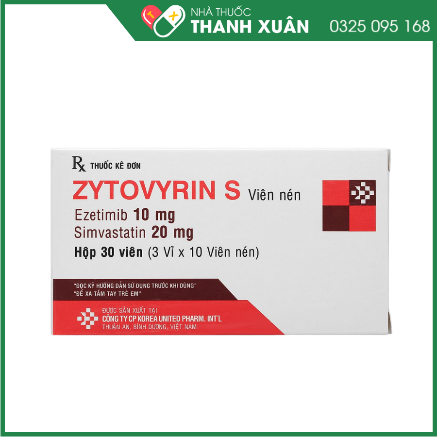 Zytovyrin S điều trị tăng cholesterol máu nguyên phát và rối loạn lipid (3 vỉ x 10 viên)